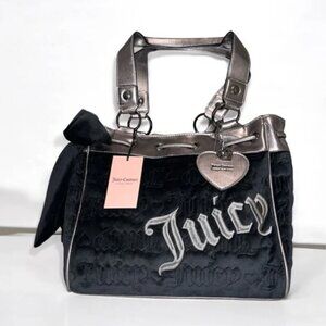 Juicy Couture Vintage Dreams Tote Handbag Black and Gunmetal Tik Tok Viral NWT
